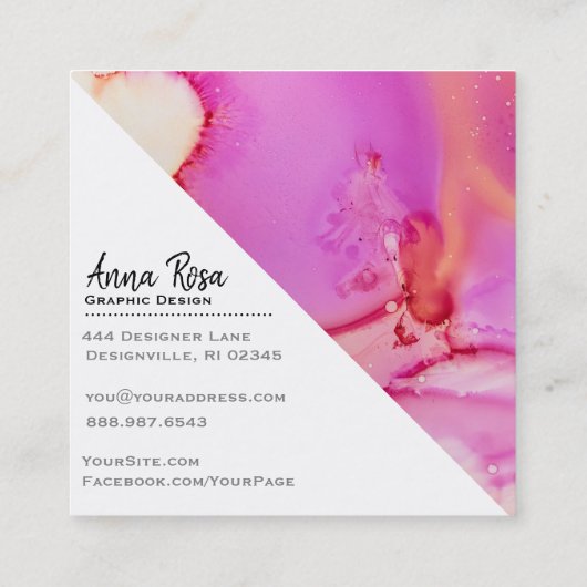 *~* Flow Marble Bold Abstracte organische Waterver Vierkante Visitekaartje (Achterkant)