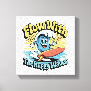 Flow Met De Gelukkige Golven Muurkunst Canvas Afdruk