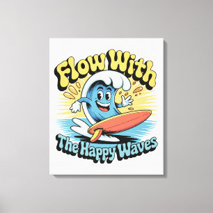 Flow Met De Gelukkige Golven Muurkunst Canvas Afdruk