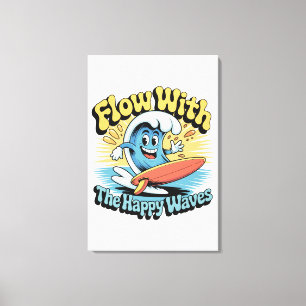 Flow Met De Gelukkige Golven Muurkunst Canvas Afdruk