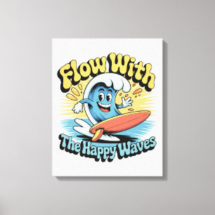 Flow Met De Gelukkige Golven Muurkunst Canvas Afdruk