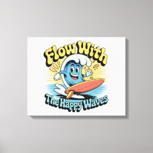 Flow Met De Gelukkige Golven Muurkunst Canvas Afdruk