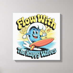 Flow Met De Gelukkige Golven Muurkunst Canvas Afdruk