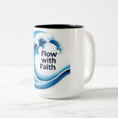 Flow met geloof tweekleurige koffiemok (Voorkant rechts)