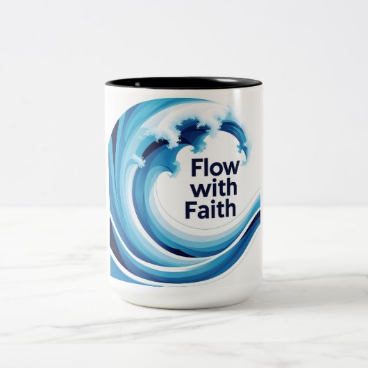 Flow met geloof tweekleurige koffiemok (Center)