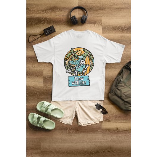 Flow met het leven Skelet Tropische zomer vibes T-shirt