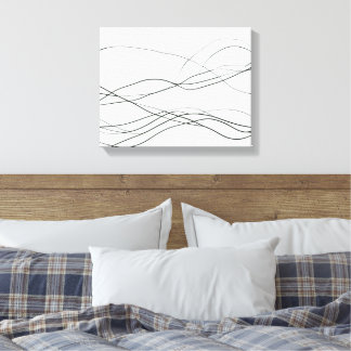 Flow of Lines – Minimalist Abstract Black Line Art Canvas Afdruk