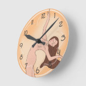 Flow of Time – Artistic Woman Wall Clock (No AI) Ronde Klok (Hoek)