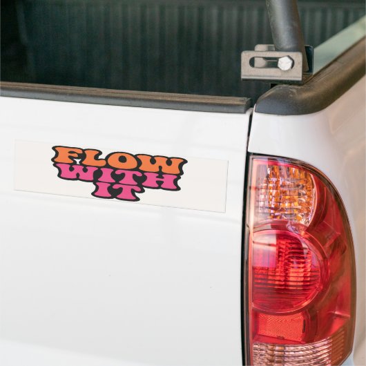 Flow With It Retro Psychedelic Roze en Sinaasappel Bumpersticker (Op Truck)