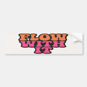 Flow With It Retro Psychedelic Roze en Sinaasappel Bumpersticker