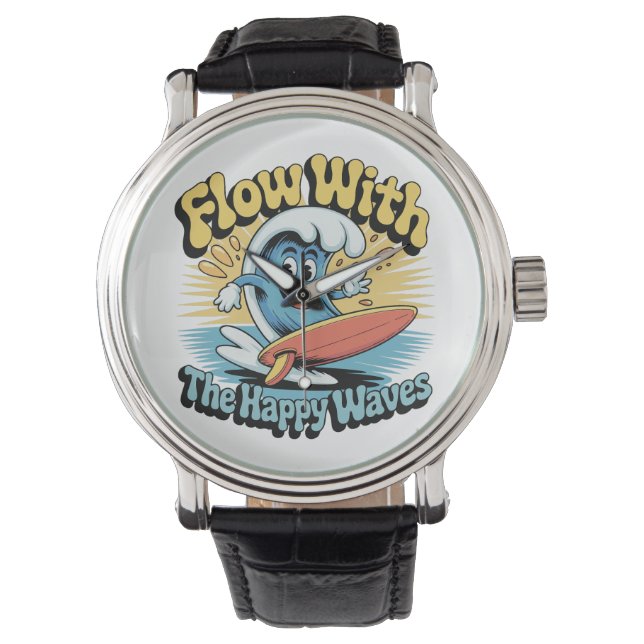 Flow With The Happy Waves-horloge Horloge (Voorkant)