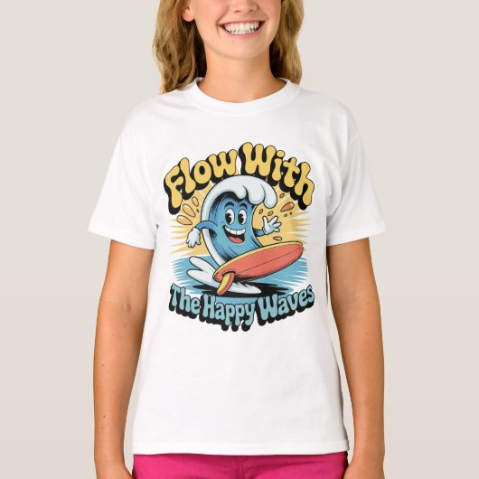 Flow With The Happy Waves Kids Surf Shirt (Voorkant)