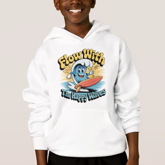 Flow With The Happy Waves Kids Surf Shirt (Voorkant)