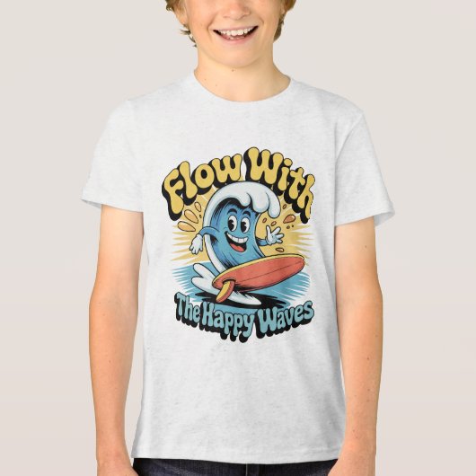 Flow With The Happy Waves Kids Surf Shirt (Voorkant)