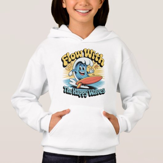 Flow With The Happy Waves Kids Surf Shirt (Voorkant)