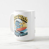 Flow With The Happy Waves Retro Surf Mug Koffiemok (Voorkant links)