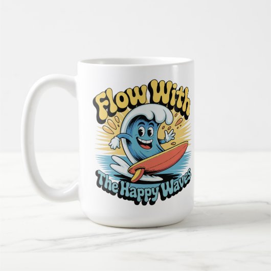 Flow With The Happy Waves Retro Surf Mug Koffiemok (Links)