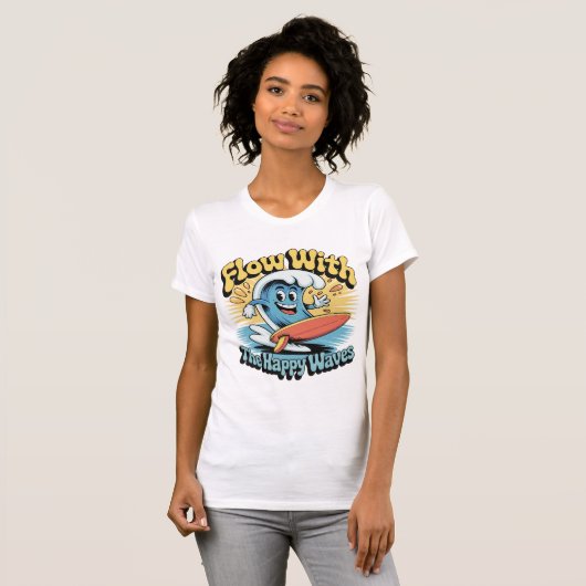 Flow With The Happy Waves Retro Surf Vibes Women's T-shirt (Voorkant volledig)