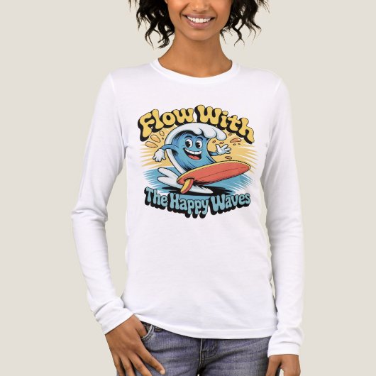 Flow With The Happy Waves Retro Surf Vibes Women's Tri-Blend Shirt (Voorkant volledig)