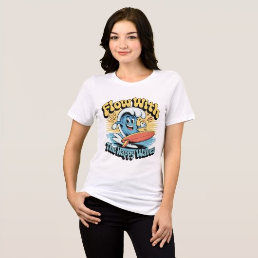Flow With The Happy Waves Retro Surf Vibes Women's Tri-Blend Shirt (Voorkant volledig)