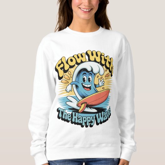 Flow With The Happy Waves Retro Surf Vibes Women's Trui (Voorkant)