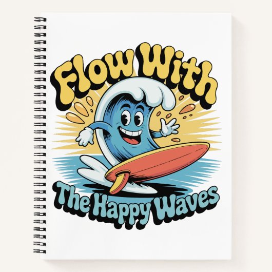 Flow With The Happy Waves Surf Journal Notitieboek (Voorkant)