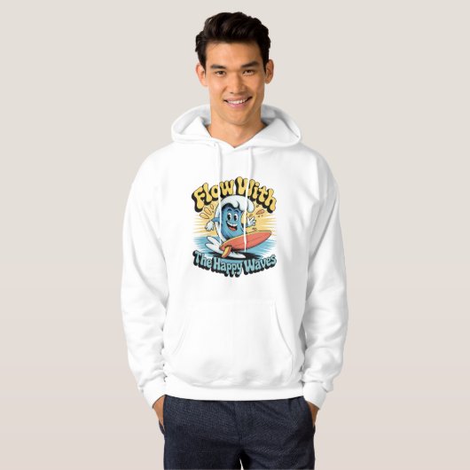 Flow With The Happy Waves Surf Style Men’s Tee Hoodie (Voorkant volledig)
