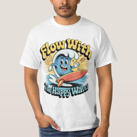 Flow With The Happy Waves Surf Style Men’s Tee T-shirt (Voorkant)