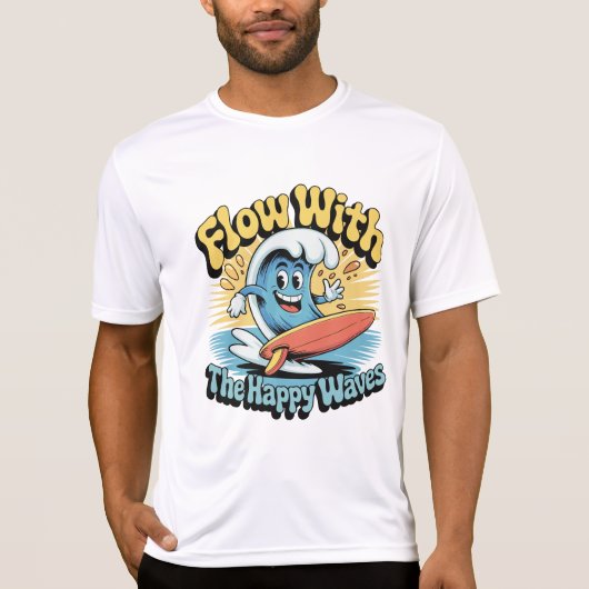 Flow With The Happy Waves Surf Style Men’s Tee T-shirt (Voorkant)