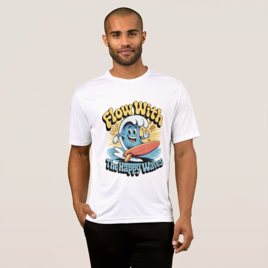 Flow With The Happy Waves Surf Style Men’s Tee T-shirt (Voorkant volledig)