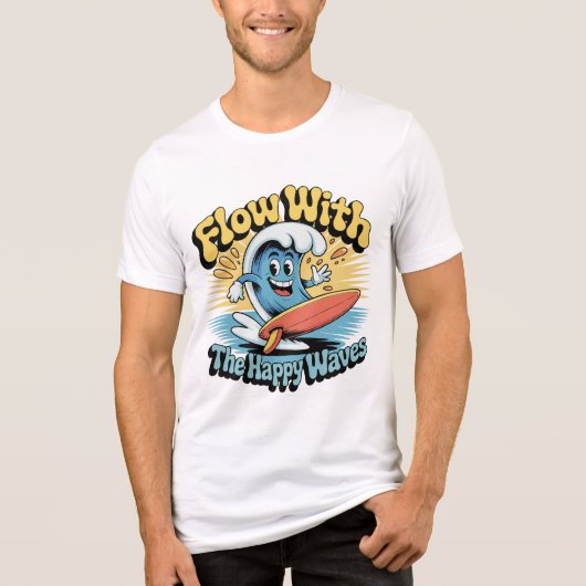 Flow With The Happy Waves Surf Style Men’s Tee Tri-Blend Shirt (Voorkant)