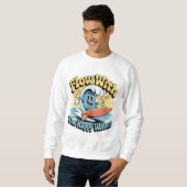 Flow With The Happy Waves Surf Style Men’s Tee Trui (Voorkant volledig)