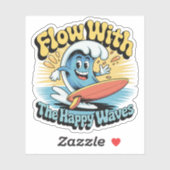 Flow With The Happy Waves Waterproof Sticker (Vel)