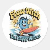 Flow With The Happy Waves Waterproof Sticker (Voorkant)