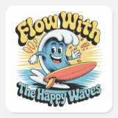 Flow With The Happy Waves Waterproof Sticker (Voorkant)