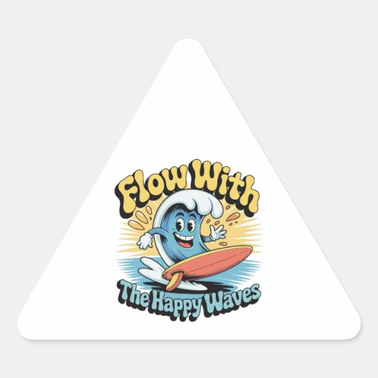 Flow With The Happy Waves Waterproof Sticker (Voorkant)