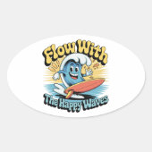 Flow With The Happy Waves Waterproof Sticker (Voorkant)