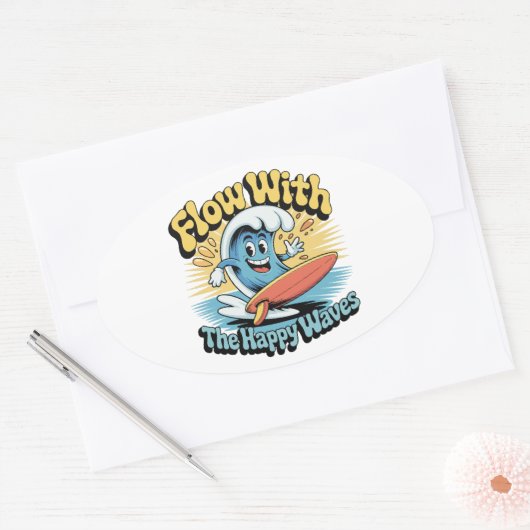 Flow With The Happy Waves Waterproof Sticker (Envelop)