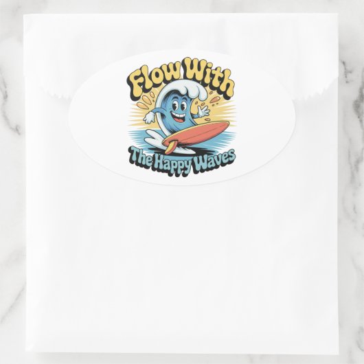 Flow With The Happy Waves Waterproof Sticker (Tas)