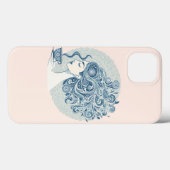 Flow Woman Art – Blue Tegel Fusion Case-Mate iPhone Case (Achterkant (horizontaal))