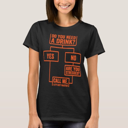 Flowchart Do You Need A Drink Monday Work 3 T-shirt (Voorkant)