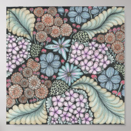 Flower1 doodle print 8x8in