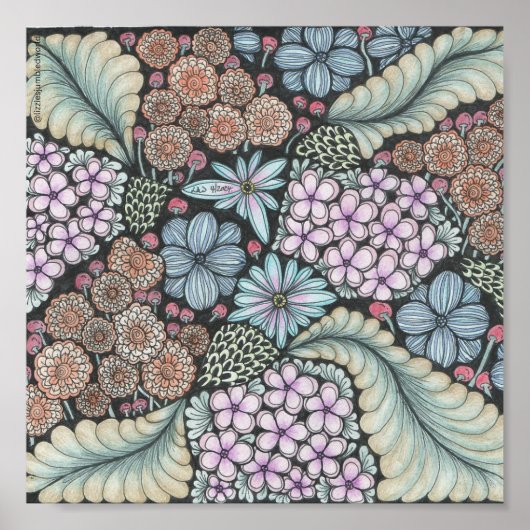 Flower1 doodle print 8x8in (Voorkant)