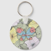 Flower1 en Butterfly doodle kunst sleutelhanger. Sleutelhanger (Achterkant)