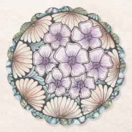 Flower2 doodle art onderzetter. kartonnen onderzetters