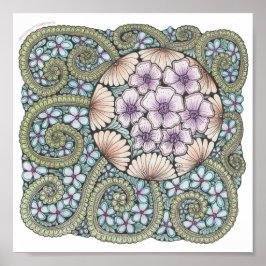 Flower2 doodle print 8x8in