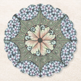 Flower3 doodle art onderzetter. kartonnen onderzetters