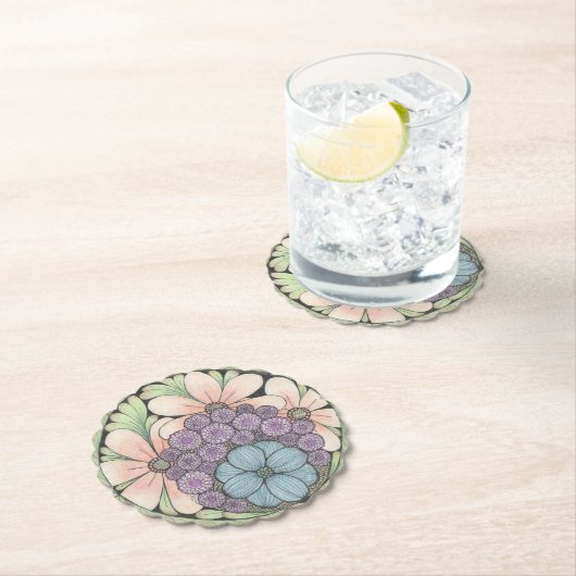 Flower4 doodle art onderzetter (Insitu)