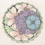 Flower4 doodle art onderzetter (Voorkant)