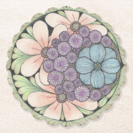 Flower4 doodle art onderzetter
